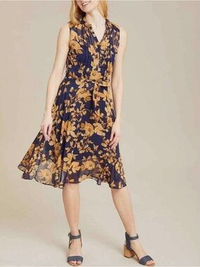 Nanette Lepore sleeveless chiffon floral wrap dress